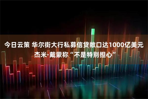 今日云策 华尔街大行私募信贷敞口达1000亿美元 杰米·戴蒙称“不是特别担心”